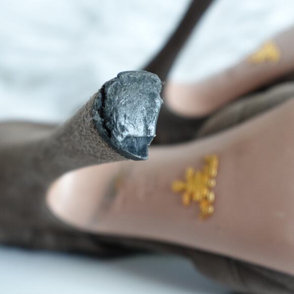 Prada Grey Suede Peep Toe Platform Pumps - Picture 14 of 15